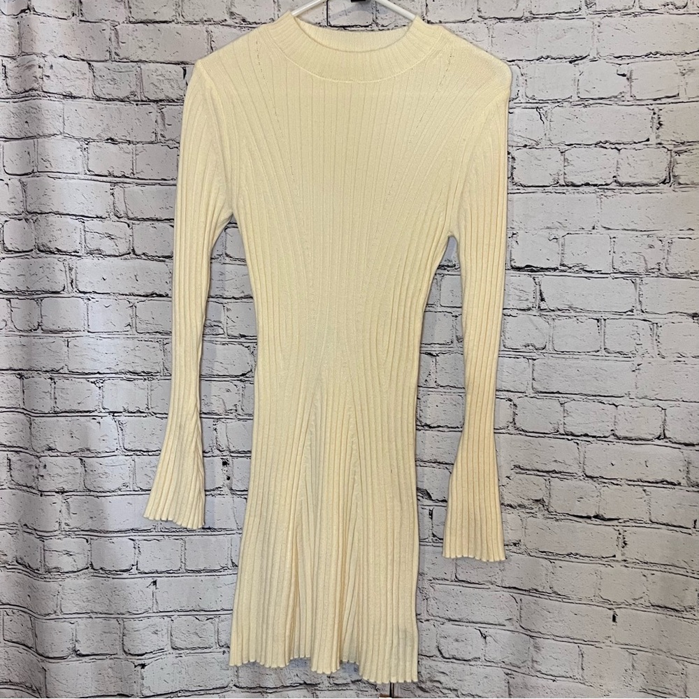 Cider NWT Ribbed Mini‎ Sweater Dress Mock neck Body Con Size Large